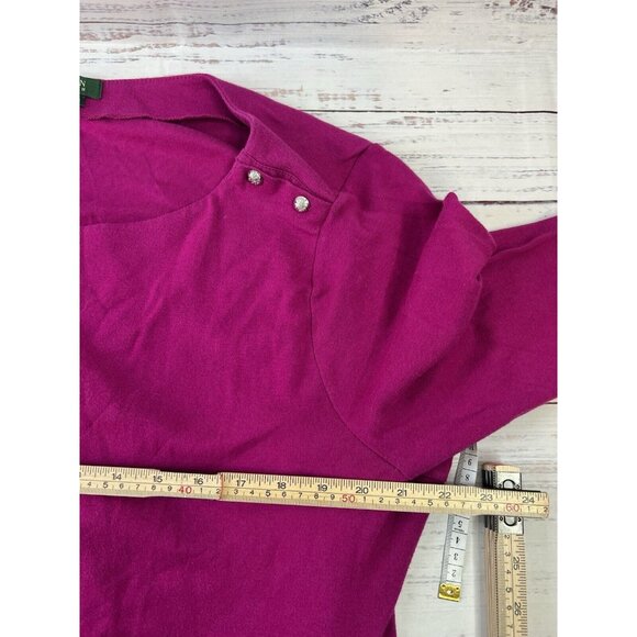 Lauren Ralph Lauren Blouse Women's Size 3X Fuchsia Pink Boat Neck Knit Pullover - Picture 7 of 10